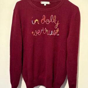 Lingua Franca Burgundy Crew Neck Sweater, Size Large